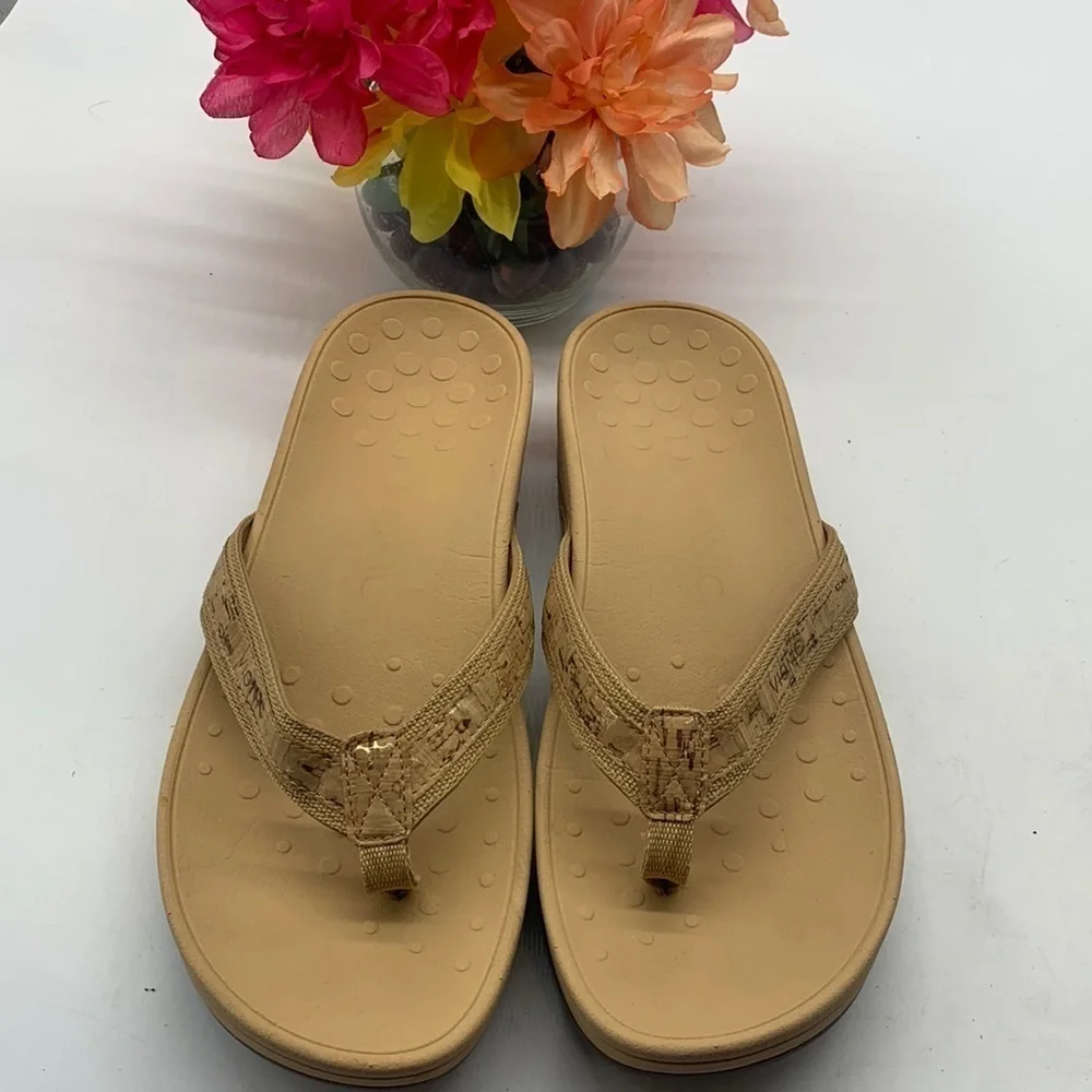 Vionic High Tide Tan Cork Platform  Flip Flop Sz 11 VIO0120